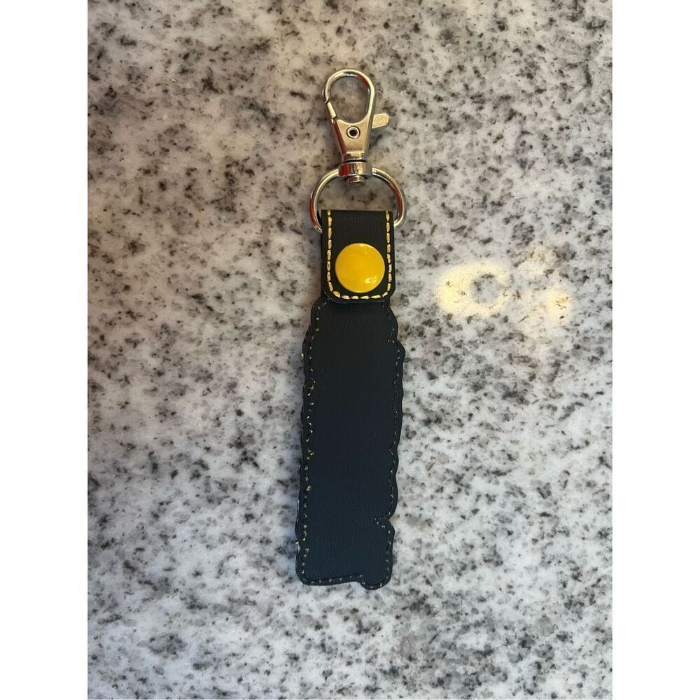 Thankful Embroidered Black Gold Keychain New No Tags - Picture 2 of 3